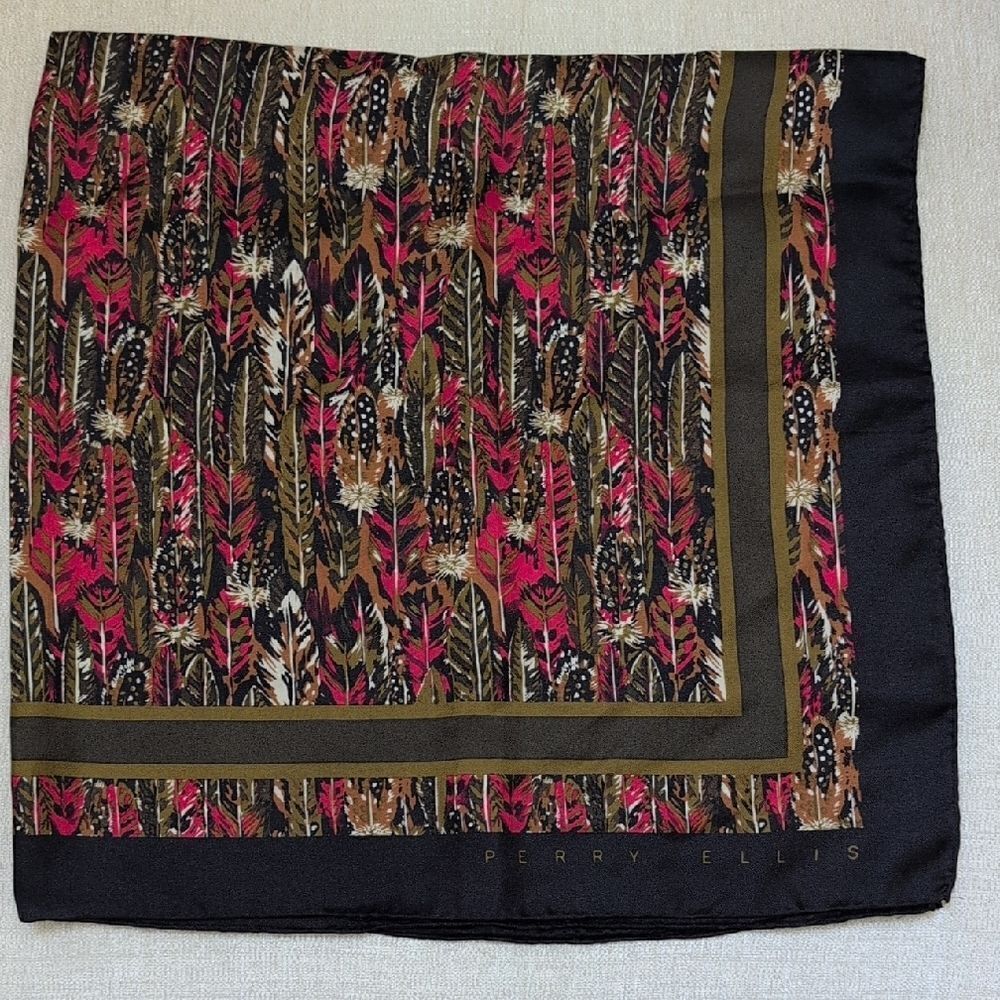Perry Ellis Multicolor Feather Print Scarf